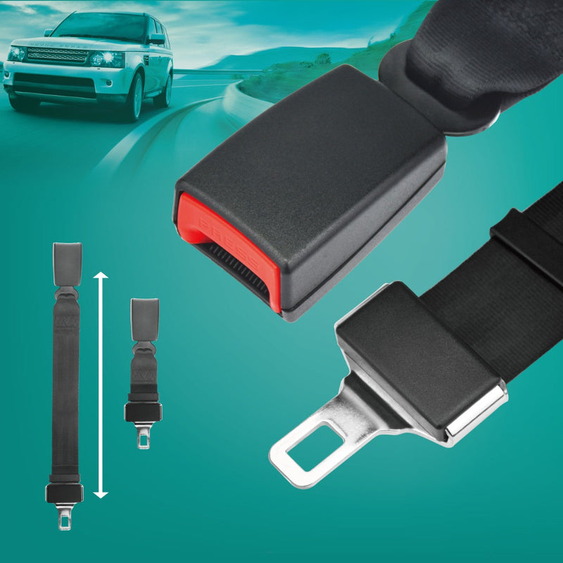 Heavy Duty Car Vehicle Seat Belt Extension Extender Strap Black Safety Buckle