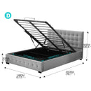 Levede Gas Lift Bed Frame Premium Fabric Base Mattress Storage Queen Size Grey