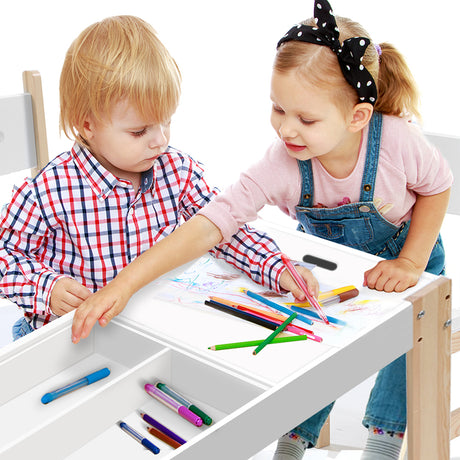 Levede Kids Activity Table Desk Chair Set Children Study Dining Game Chalkboard