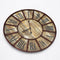 Rustic Vintage Large Wall Clock Roman Numerals Giant Open Face Metal Art 60cm