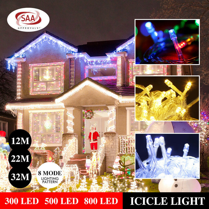 800 LED Curtain Fairy String Lights Wedding Outdoor Xmas Party Lights Cool White