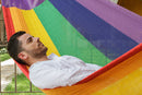 Queen Size Cotton Hammock in Rainbow