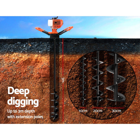 Giantz 75CC Petrol Post Hole Digger Drill