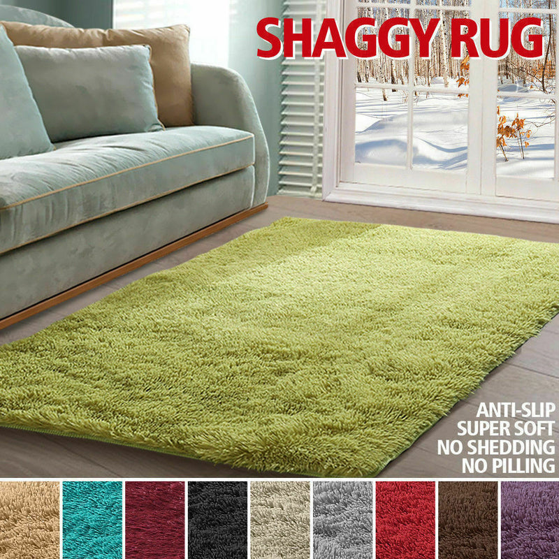 Designer Soft Shag Shaggy Floor Confetti Rug Carpet Home Decor 120x160cm Green