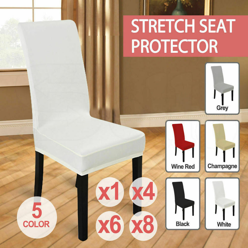 1x Stretch Elastic Chair Covers Dining Room Wedding Banquet Washable Champagne