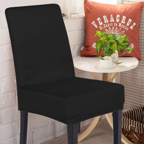 4x Stretch Elastic Chair Covers Dining Room Wedding Banquet Washable Black
