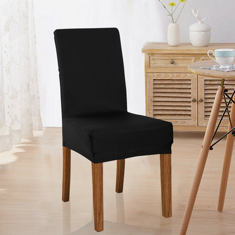 4x Stretch Elastic Chair Covers Dining Room Wedding Banquet Washable Black