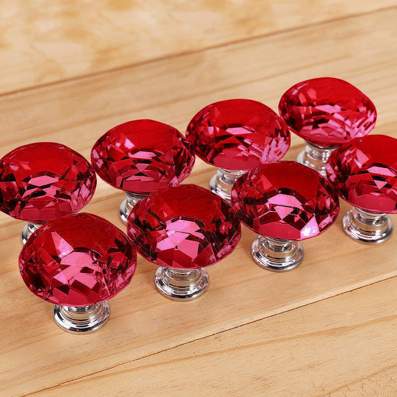 10 Pcs 30mm Clear Diamond Shape Glass Door Knob Drawer Cabinet Handle