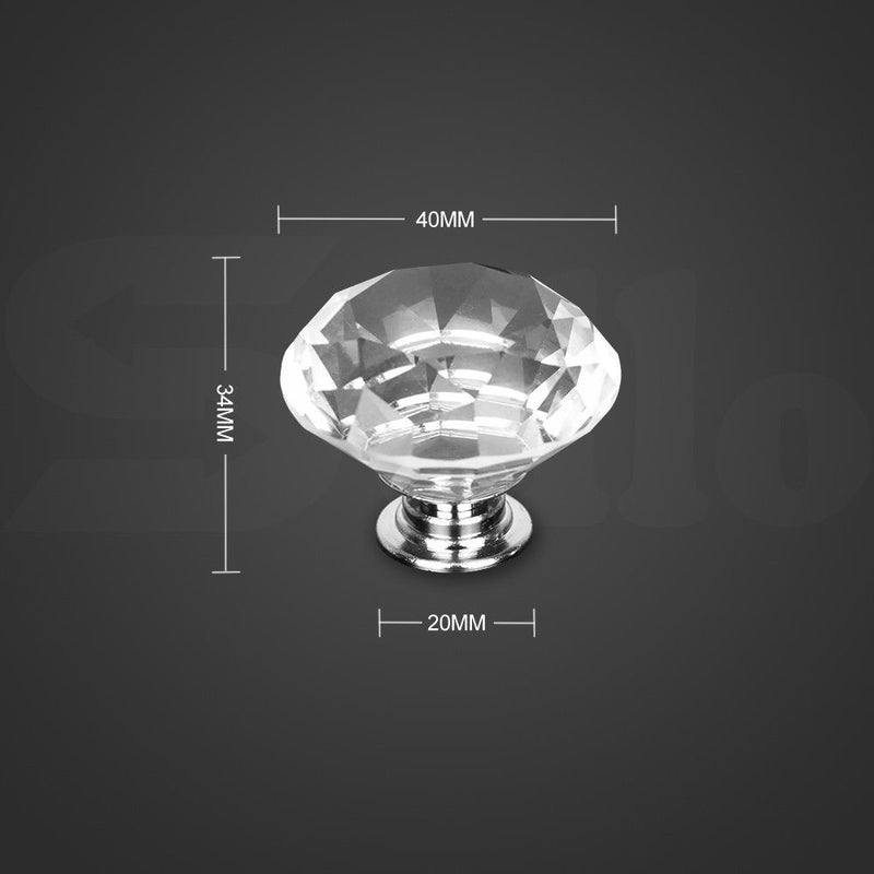 10 Pcs 30mm Clear Diamond Shape Glass Door Knob Drawer Cabinet Handle