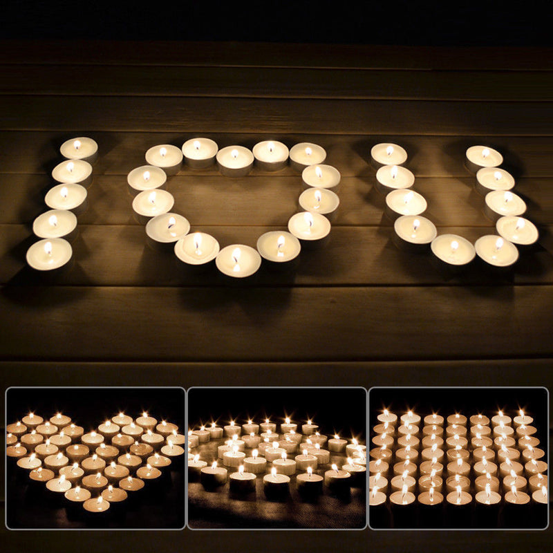 50x Tea Light Candles 9 Hour Bulk Tealights Unscented Candle Lights Wedding