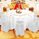 1 Pc 220cm White Round Fitted Tableclothes Hemmed Edges Trestle Event Wedding