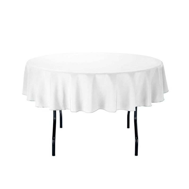 4 Pcs 220cm White Round Fitted Tableclothes Hemmed Edges Trestle Event Wedding