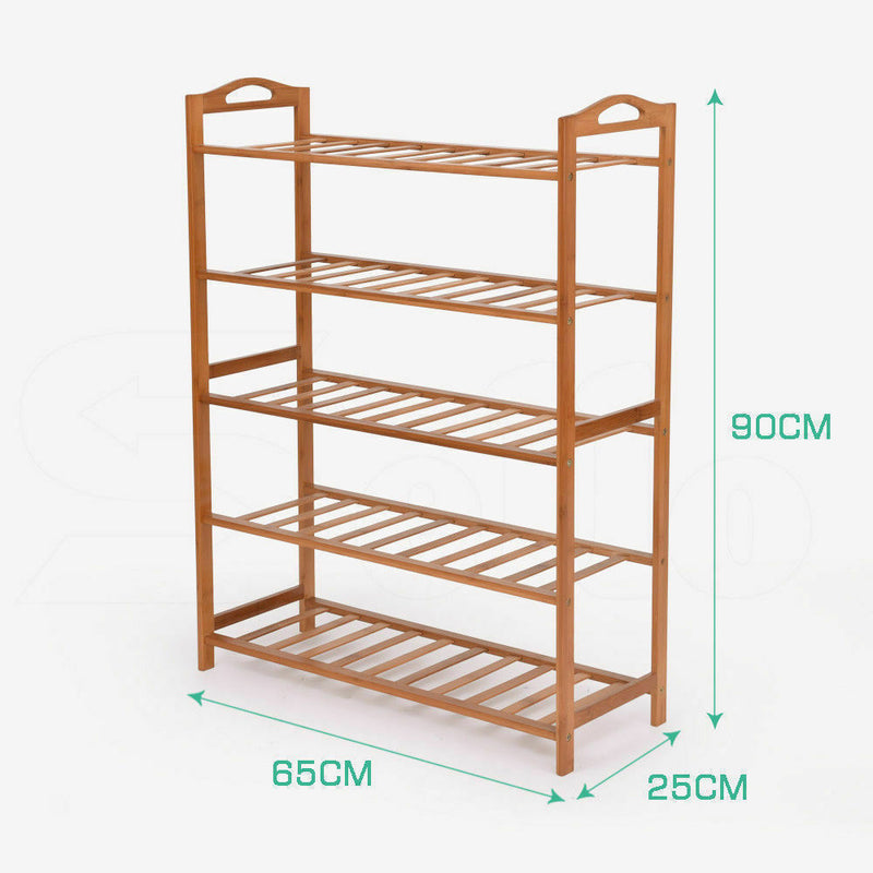 Levede 5 Tiers Bamboo Shoe Rack Storage Organizer Wooden Shelf Stand Shelves