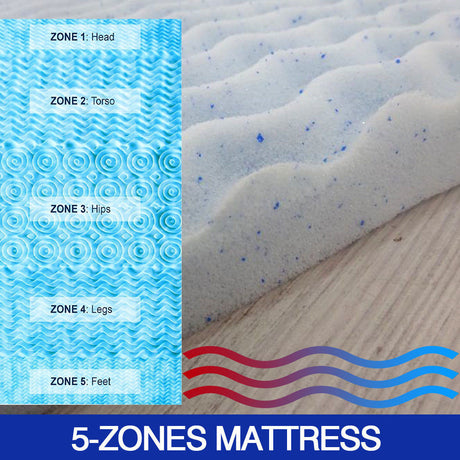 DreamZ 4cm Bedding Cool Gel Memory Foam Bed Mattress Topper Bamboo Cover Queen