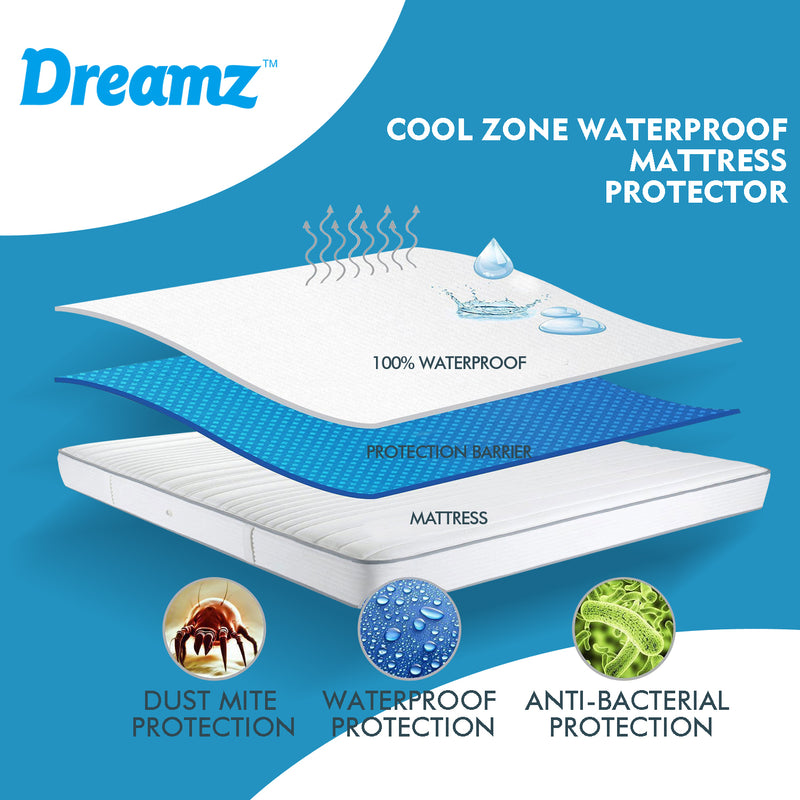 DreamZ Mattress Protector Topper Polyester Cool Fitted Cover Waterproof Double