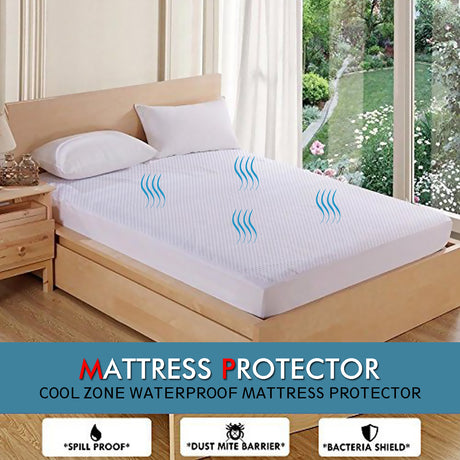 DreamZ Mattress Protector Topper Polyester Cool Fitted Cover Waterproof Single