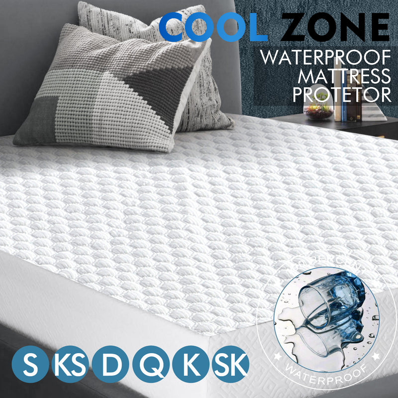 DreamZ Mattress Protector Topper Polyester Cool Cover Waterproof Super King