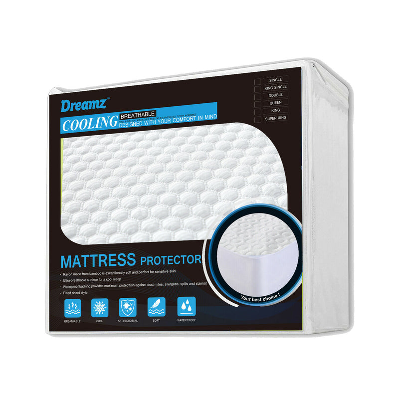 DreamZ Mattress Protector Topper Polyester Cool Fitted Cover Waterproof Double
