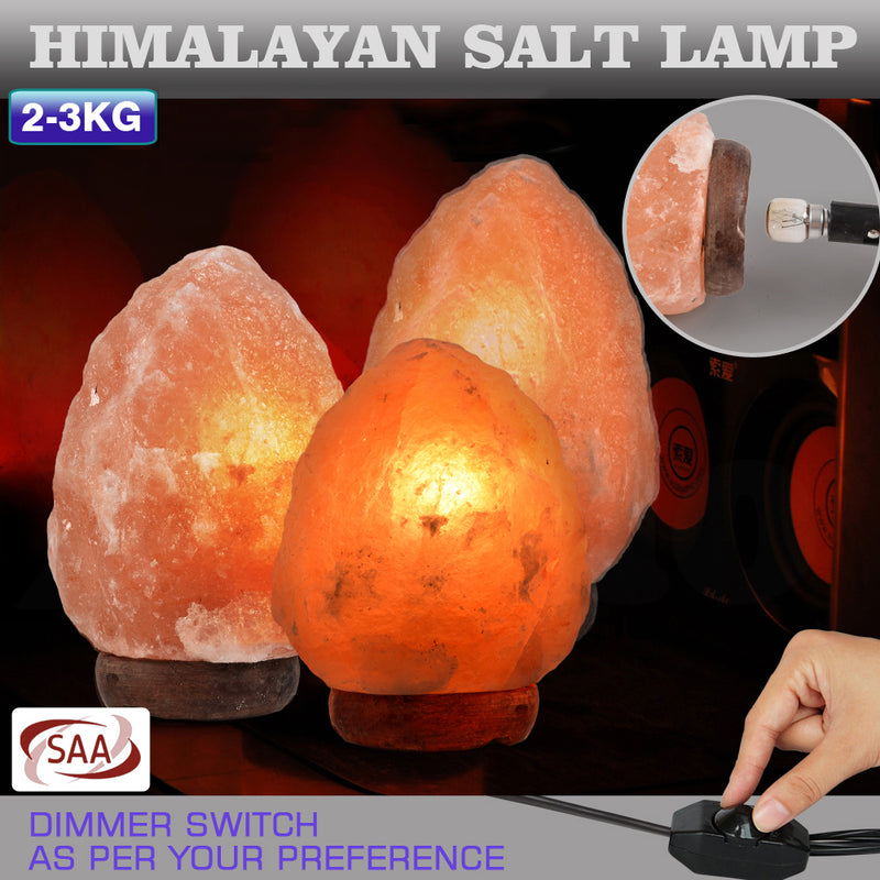 2-3 kg Himalayan Salt Lamp Rock Crystal Natural Light Dimmer Switch Cord Globes