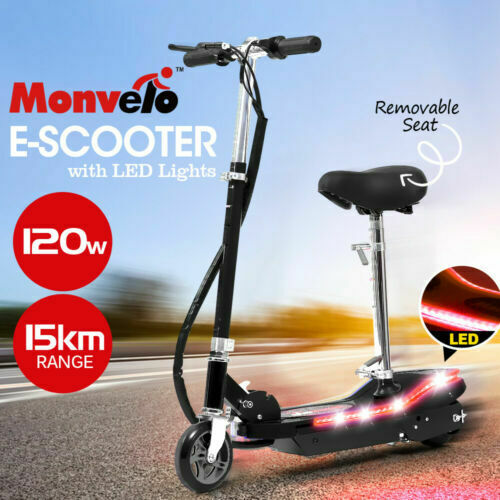 Monvelo Folding Electric Scooter LED Portable Commuter Adults Kids e-Bike Pink