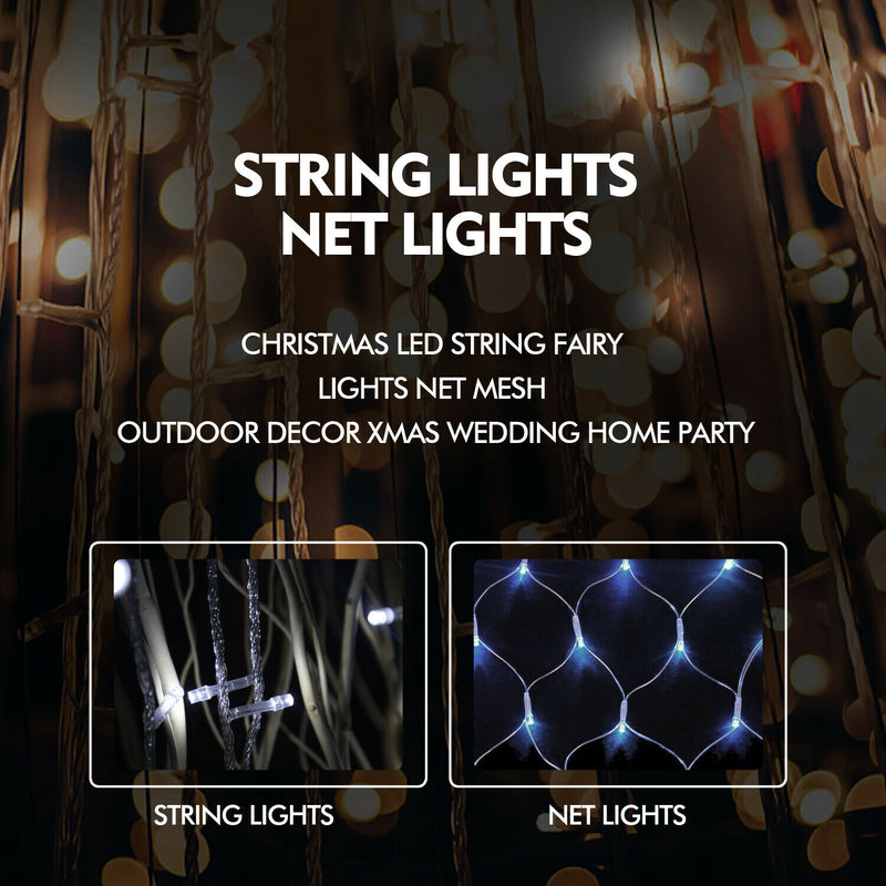 Christmas LED String Fairy Lights Net Mesh Outdoor Decor Xmas Wedding Home Party