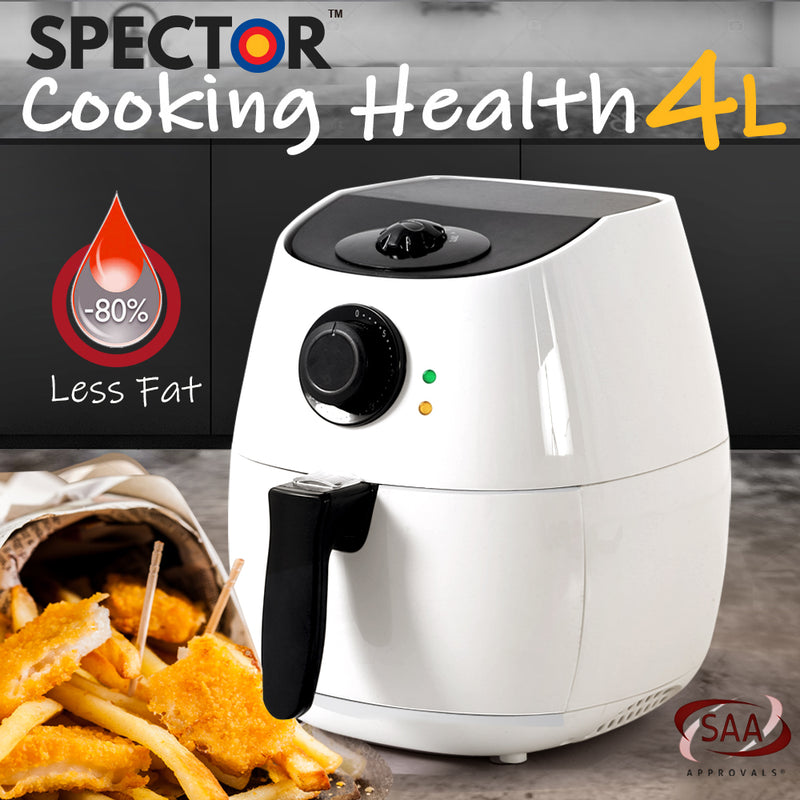 SPECTOR 4L Air Fryer Healthy Cooker Low Oil Rapid Deep Frying Kitchen Oven White