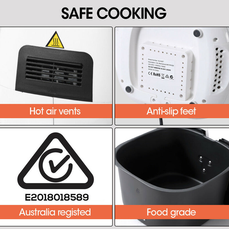 SPECTOR 4L Air Fryer Healthy Cooker Low Oil Rapid Deep Frying Kitchen Oven White