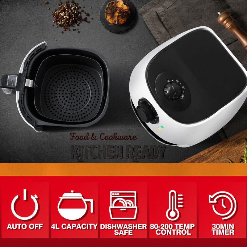 SPECTOR 4L Air Fryer Healthy Cooker Low Oil Rapid Deep Frying Kitchen Oven White