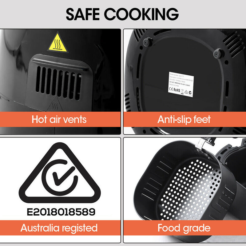 SPECTOR 1800W 7L Air Fryer Healthy Cooker Low Fat Oil Free Kitchen Oven in Black