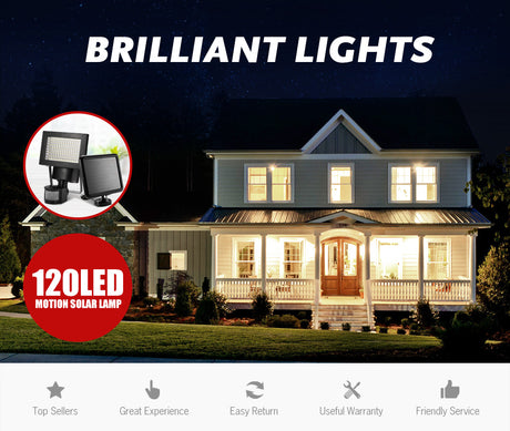 2pcs 120 Led Solar Lights Sensor Light Outdoor Security Garden Motion Detection