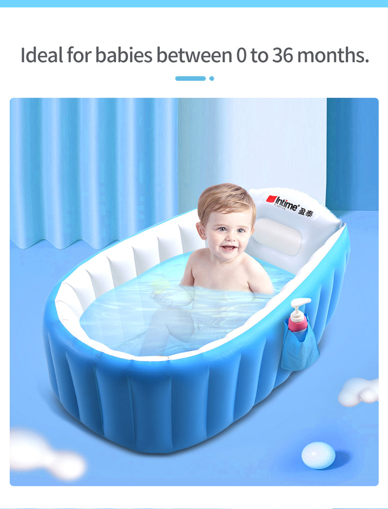 Inflatable Baby Tub Travel Bath Kids Bathtub Shower Newborn Swimming Pool Blue