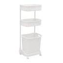 3 Tier Bathroom Laundry Clothes Baskets Bin Hamper Mobile Rack Removable Shelf
