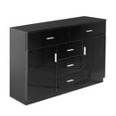 Levede Buffet Sideboard Storage Cabinet Modern High Gloss Cupboard Drawers Black