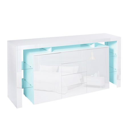 Levede Buffet Sideboard Cabinet Storage Modern High Gloss Cupboard Drawers White 192cm
