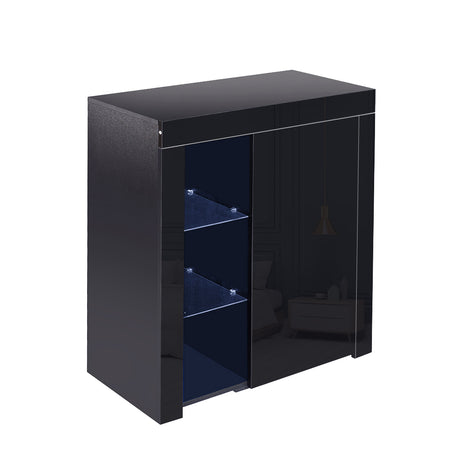 Levede Buffet Sideboard Modern High Gloss Furniture Cabinet Storage LED Black