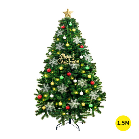Christmas Tree Kit Xmas Decorations Colorful Plastic Ball Baubles with LED Light 1.5M Type2