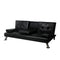 Adjustable Sofa Bed Lounge Futon Couch Leather Beds 3 Seater Cup Holder Recliner Black