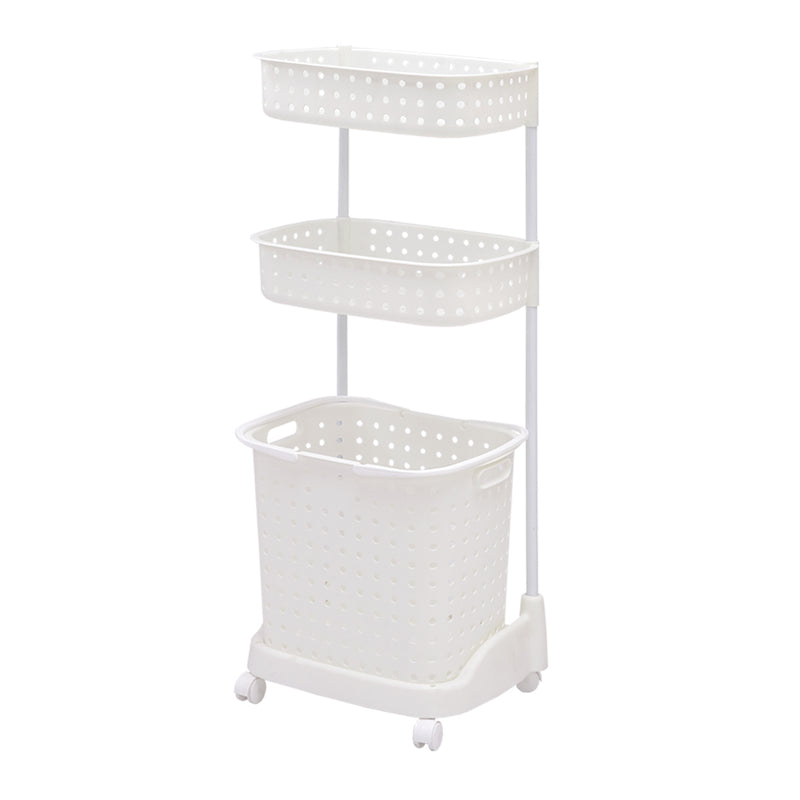 3 Tier Bathroom Laundry Clothes Baskets Bin Hamper Mobile Rack Removable Shelf