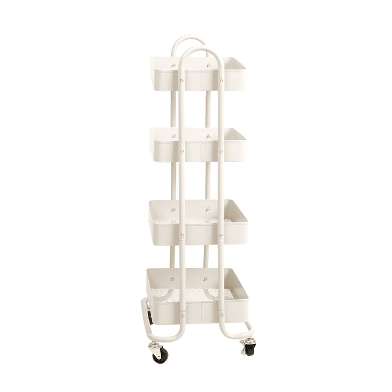 Levede 4 Tiers Kitchen Trolley Cart Steel Storage Rack Shelf Organiser White