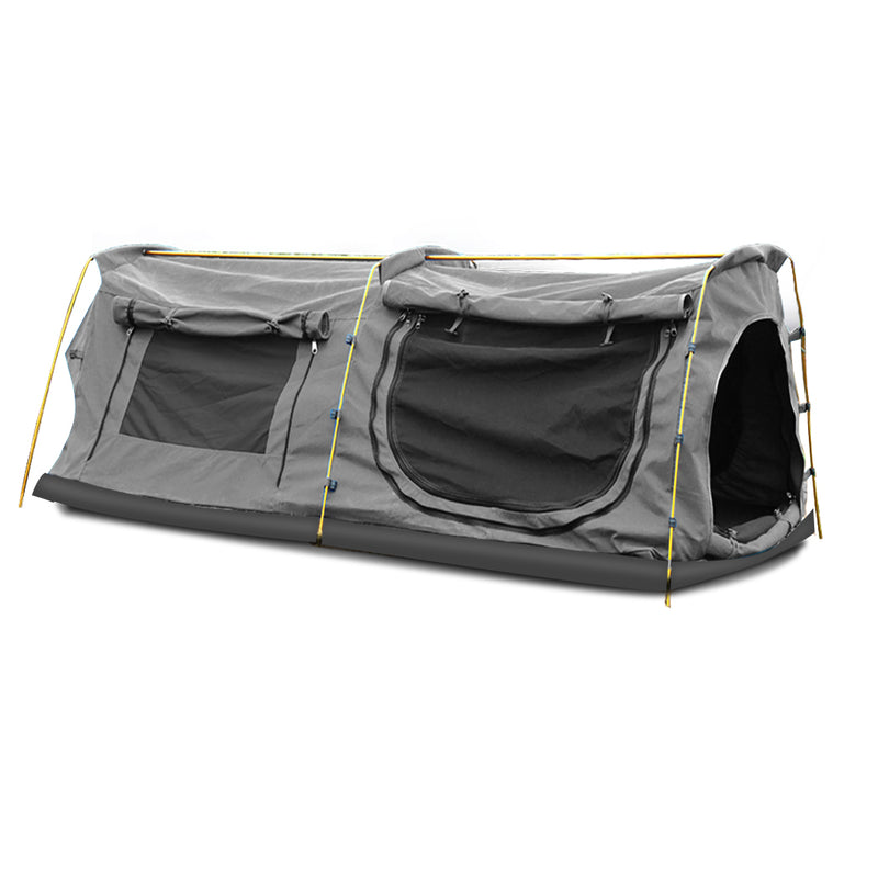 Mountview Double King Swag Camping Swags Canvas Dome Tent Hiking Mattress Grey