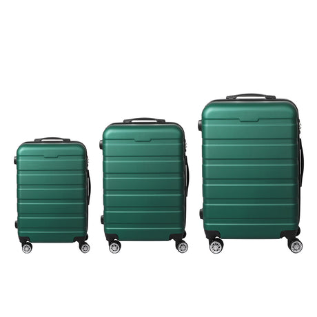 Slimbridge Luggage Suitcase Trolley 3Pcs set 20 24 28 Travel Packing Lock Green