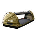 Mountview King Single Swag Camping Swags Canvas Dome Tent Free Standing Khaki