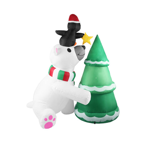 Santaco Inflatable Christmas Decor Polar Bear Tree 1.8M LED Lights Xmas Party