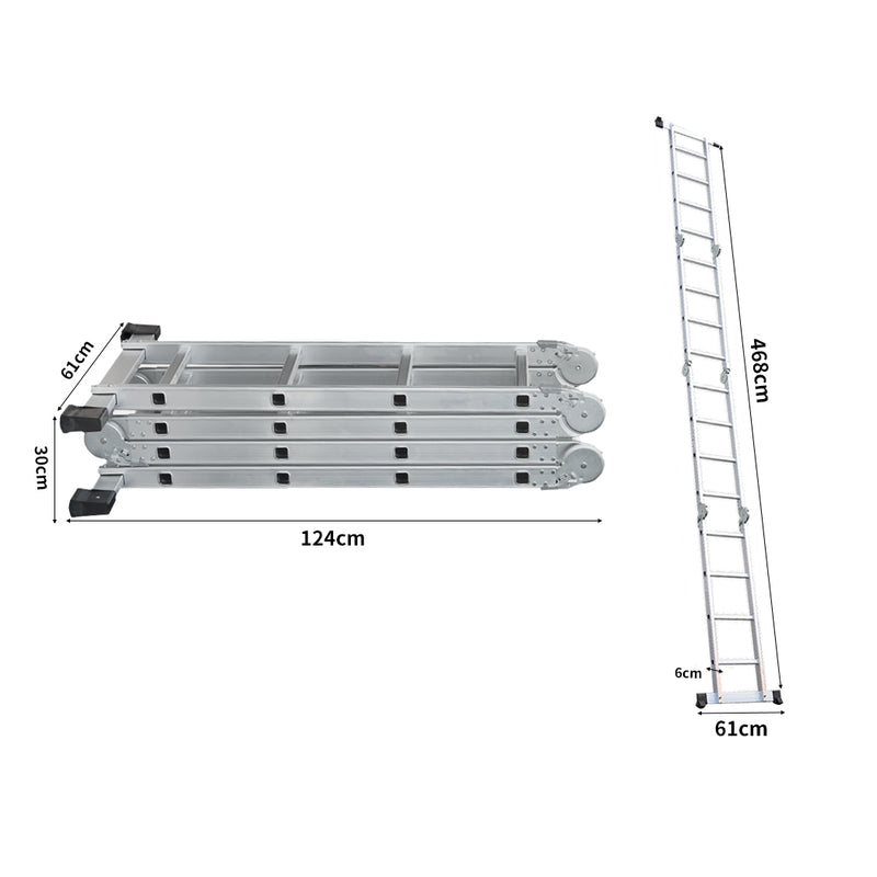 Multi Purpose Ladder 4.7M Aluminium Folding Platform Household Office Extension