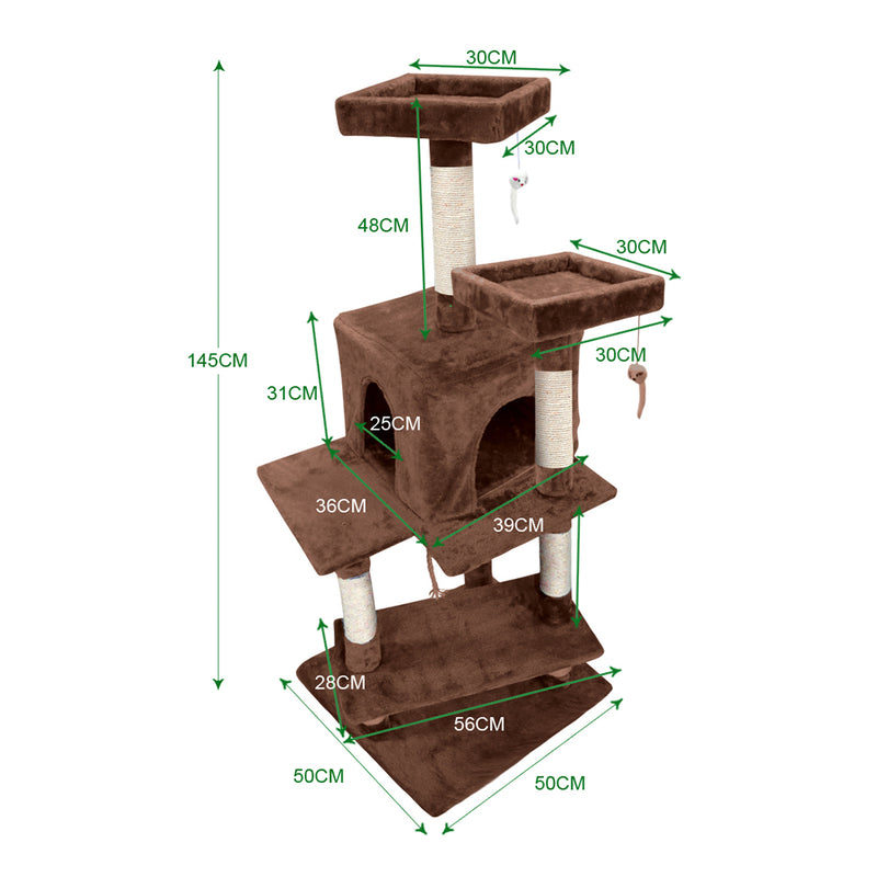 PaWz 1.45M Cat Scratching Post Tree Gym House Condo Furniture Scratcher Tower