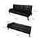Adjustable Sofa Bed Lounge Futon Couch Leather Beds 3 Seater Cup Holder Recliner Black