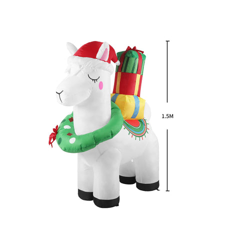 Santaco Inflatable Christmas Decor Christmas Llama 1.5M LED Lights Xmas Party