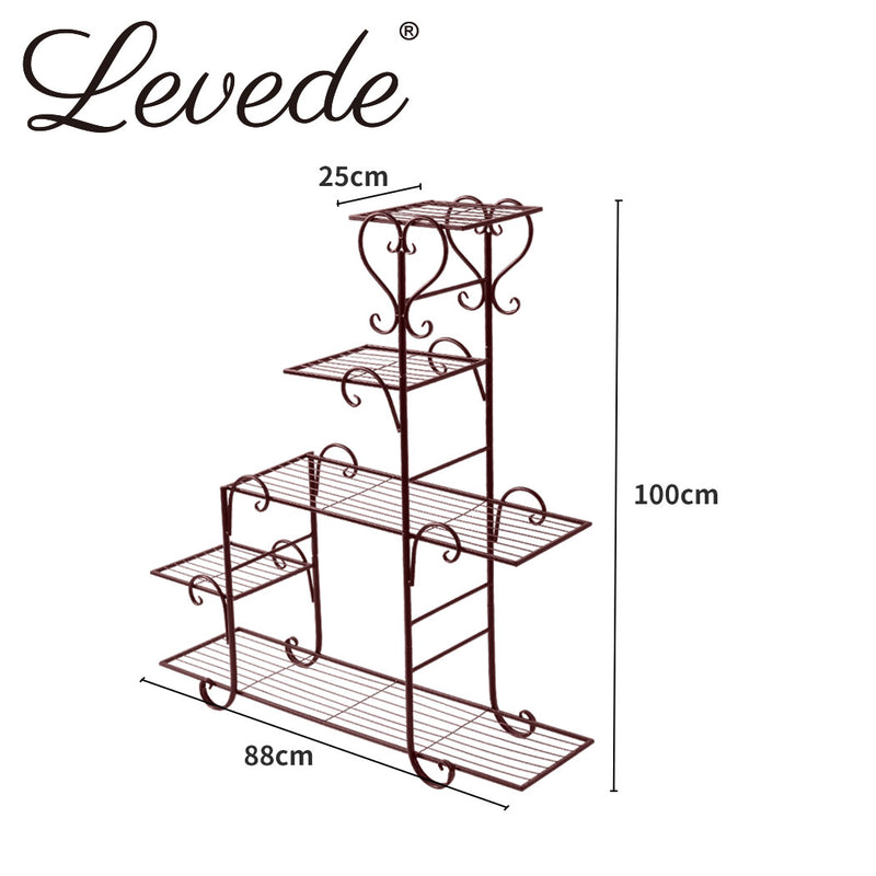 Levede Plant Stand Outdoor Indoor Metal Flower Pots Rack Corner Planter Shelf