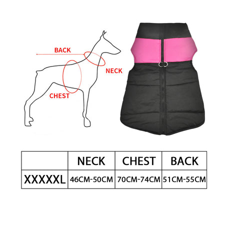 PaWz Dog Winter Jacket Padded Pet Clothes Windbreaker Vest Coat 5XL Pink