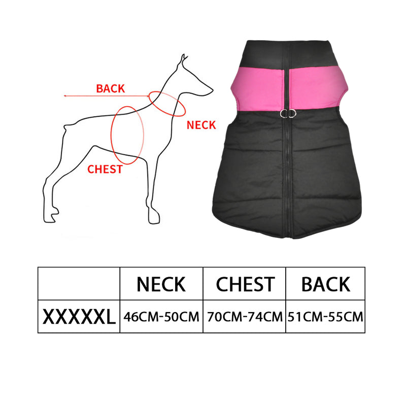 PaWz Dog Winter Jacket Padded Pet Clothes Windbreaker Vest Coat 5XL Pink